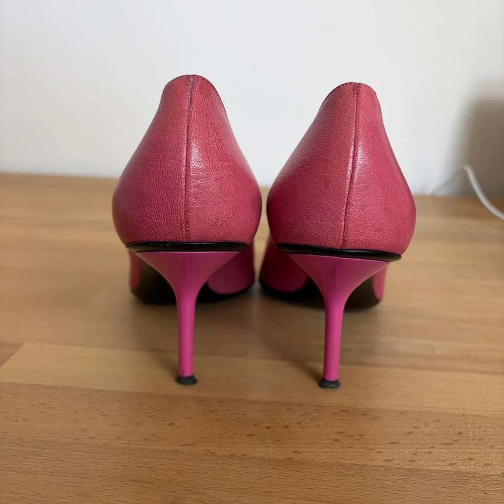 Gucci Womens Hot Pink Leather Pointed Toe Stiletto Pumps Heels Size 8.5B Italy
